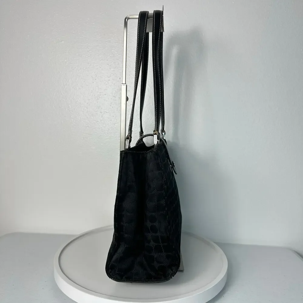 Kate Spade Bag Vintage Tote Shoulder Bag Nylon Fabric Leather Black